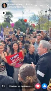 « Quentin, on t’entend plus » : une pancarte se moquant de Quentin Deranque repérée dans une story de la députée LFI Clémence Guetté